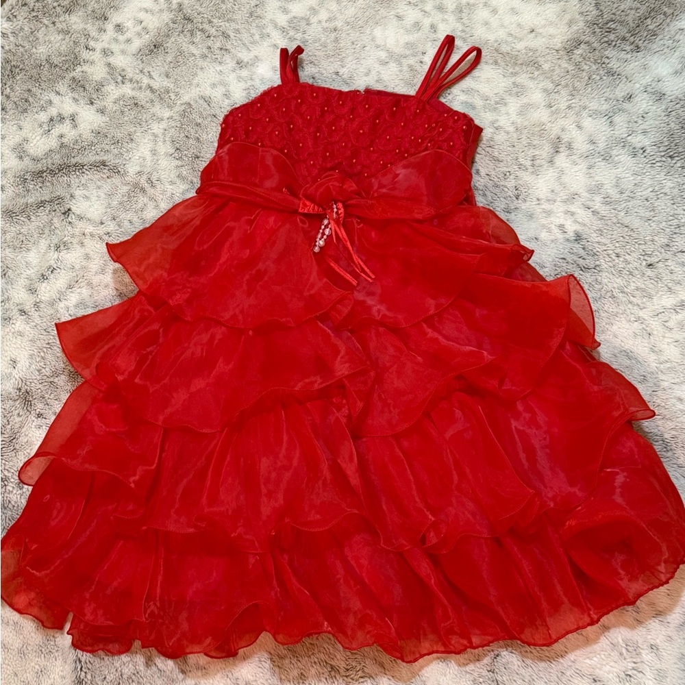 Elegant Red Kids Dress - Picture 3 of 6